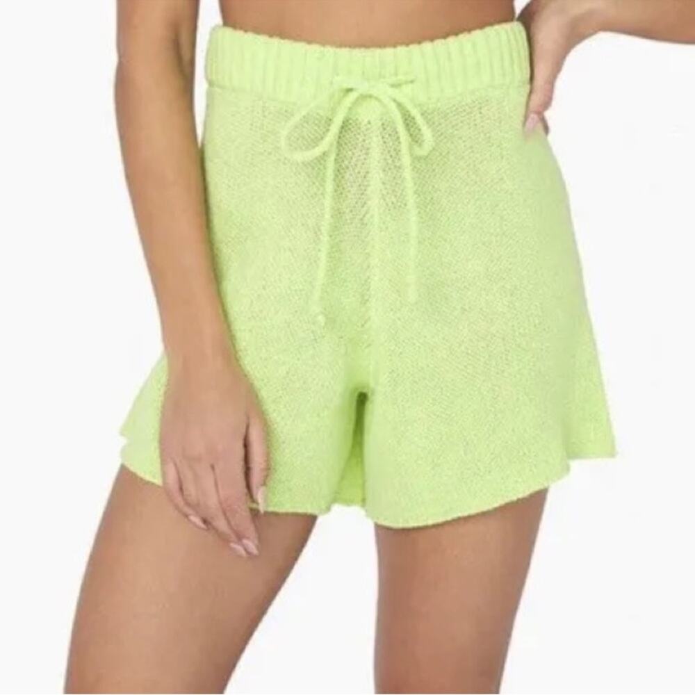 WeWoreWhat Lime Green Knit Sweater Shorts - Picture 1 of 6